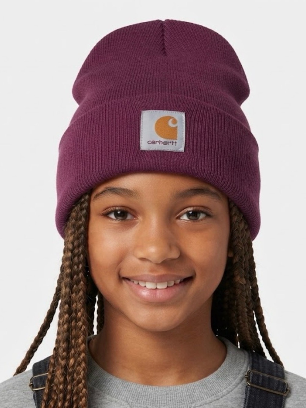 Carhartt Youth Acrylic Rib Knit Watch Hat Beanie Plum Purple Berry One Size